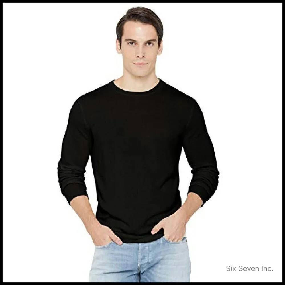 Men's Cashmere Crewneck Sweater Classic Tailored Fit Luxurious Essential